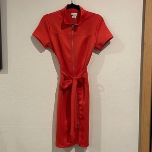 EN FOCUS STUDIO, New Coral Zipper Dress, Size 6, waist tie dress